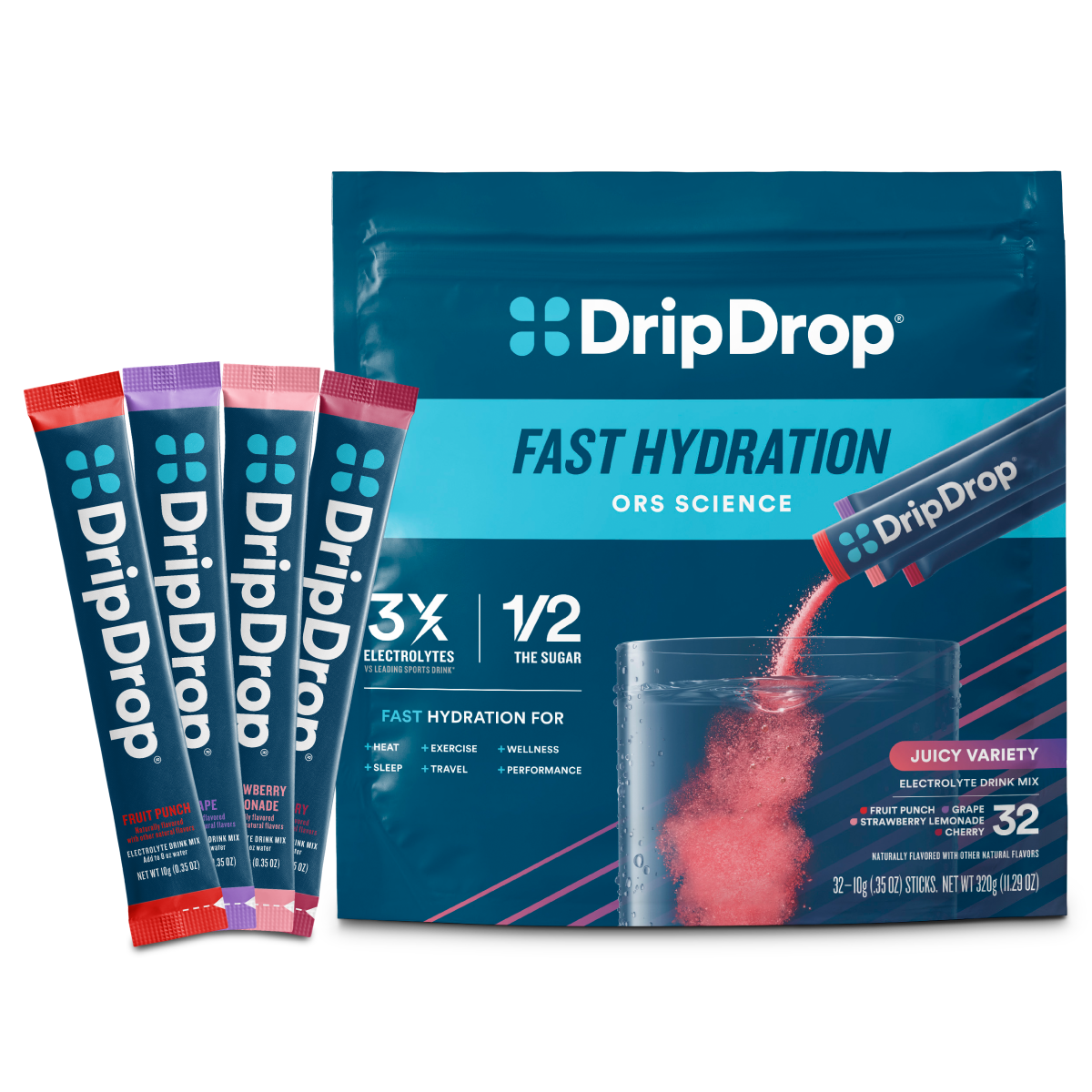 dripdrop-juicy-variety-pack-electrolyte-powder-8-oz-sticks-32-count-d3 Juicy_Variety_-_32ct_-_Transparent.png