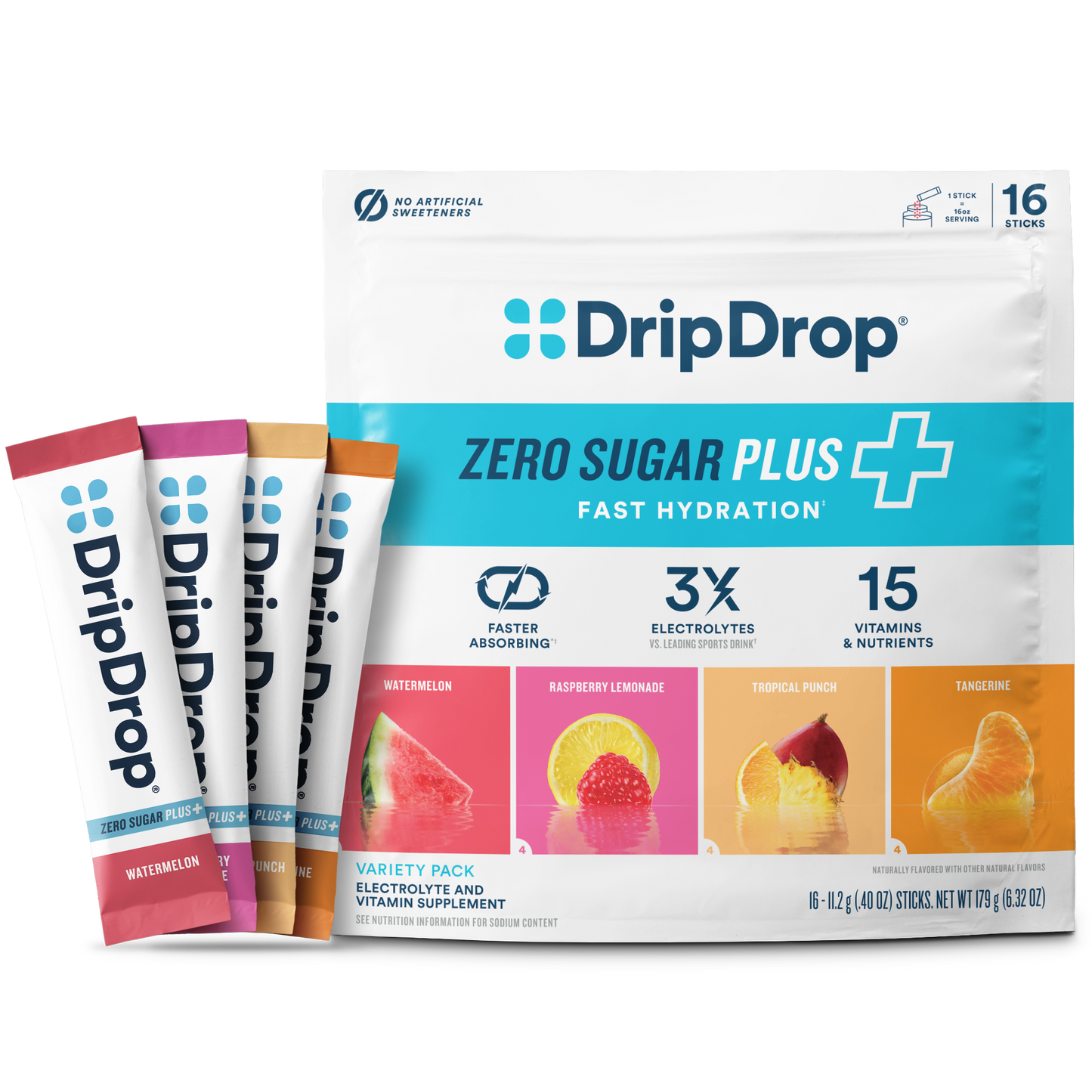 dripdrop-zero-sugar-plus-watermelon-tangerine-tropical-punch-raspberry-lemonade-16-oz-sticks-16-count-n4 Pouch_16ct_Front16ozSticks_VSPlus_Variety_A.png
